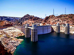 View of Lake Mead and Hoover Dam from the Arizona Side