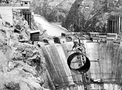 Crane being used to build the Hoover Dam