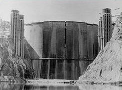 Hoover Dam on the empty Lake Mead side