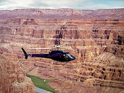 Helicopter flying over the Grand Canyon